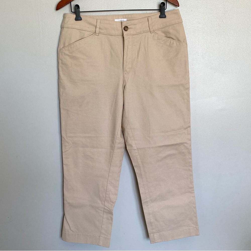 LOFT Ann Taylor Straight Pants Women Size 10 Petite Mid Rise Flat Front Tan NEW